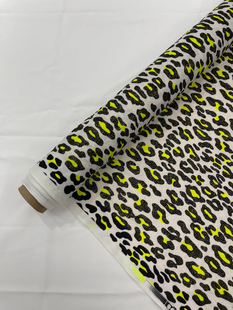 LEOPARD PRINT WITH FOIL STRETCH SPANDEX FABRIC (by the yard)