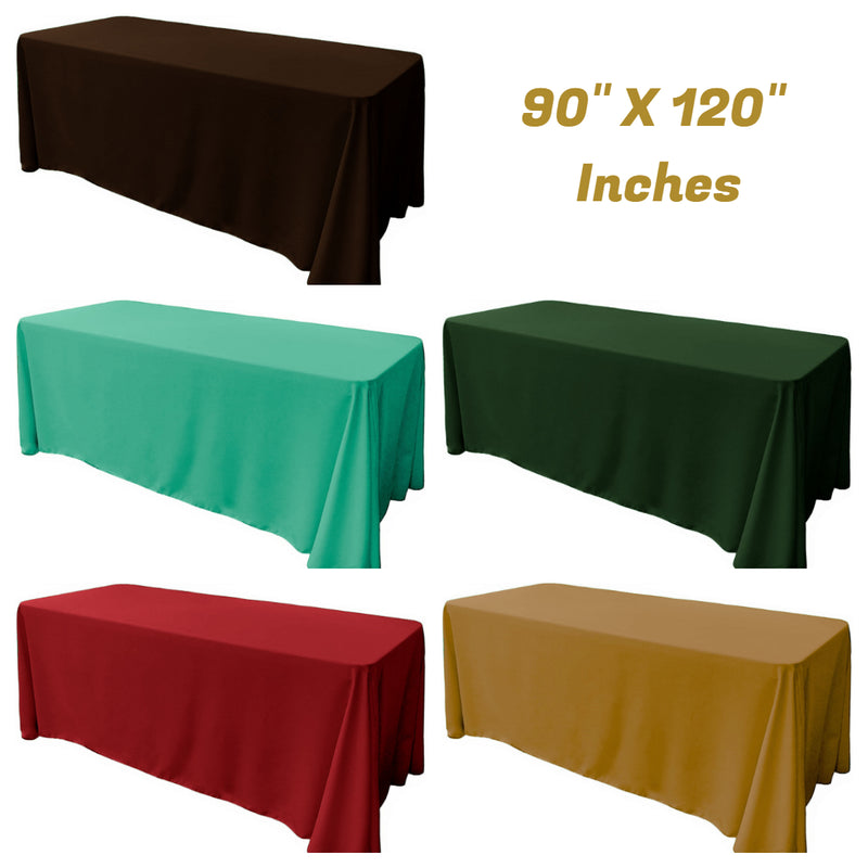 90" X 120" Rectangular Seamless Polyester Poplin Tablecloth, for Party/Wedding Tablecloth