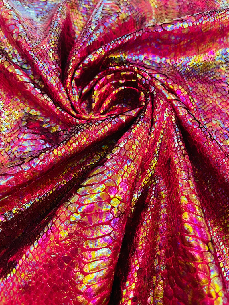 Illusion foil Snake design on a stretch velvet fabric-Sold by the yard.