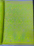 DIAMOND GEOMETRIC SEQUIN ON A STRETCH MESH FABRIC ( By The Yard)