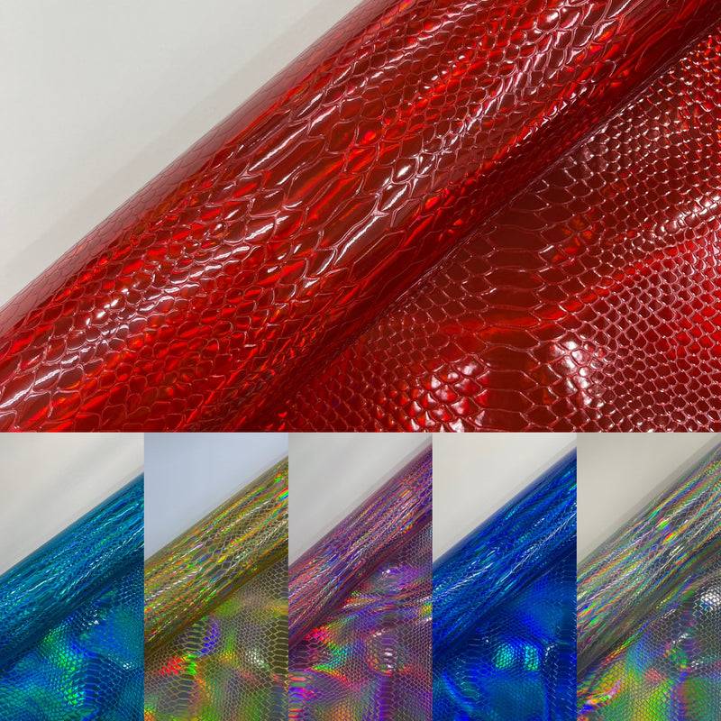 Snake Viper Holographic Embossed PVC / Snake Vinyl Fabric Upholstery Crafting  Accessories Applications Snake Iridescent.