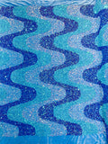 Wave Sequin Design On A Stretch Velvet Fabric/Costumes/Cosplays/Prom.