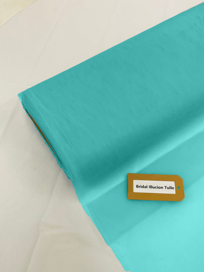 Aqua Blue - Bridal Illusion Tulle 108"Wide  Polyester Premium Tulle Fabric Bolt, By The Roll.