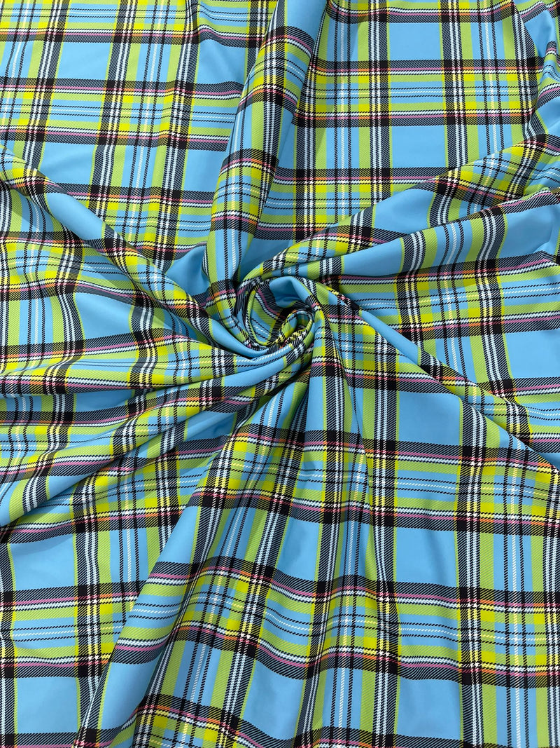 PLAID MULTICOLOR CHECKERED SPANDEX (by the yard)