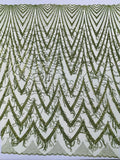 GEOMETRIC BEADED FRINGE DESIGN ON A MESH FABRIC (By The Yard)