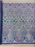 DIAMOND GEOMETRIC SEQUIN ON A STRETCH MESH FABRIC ( By The Yard)