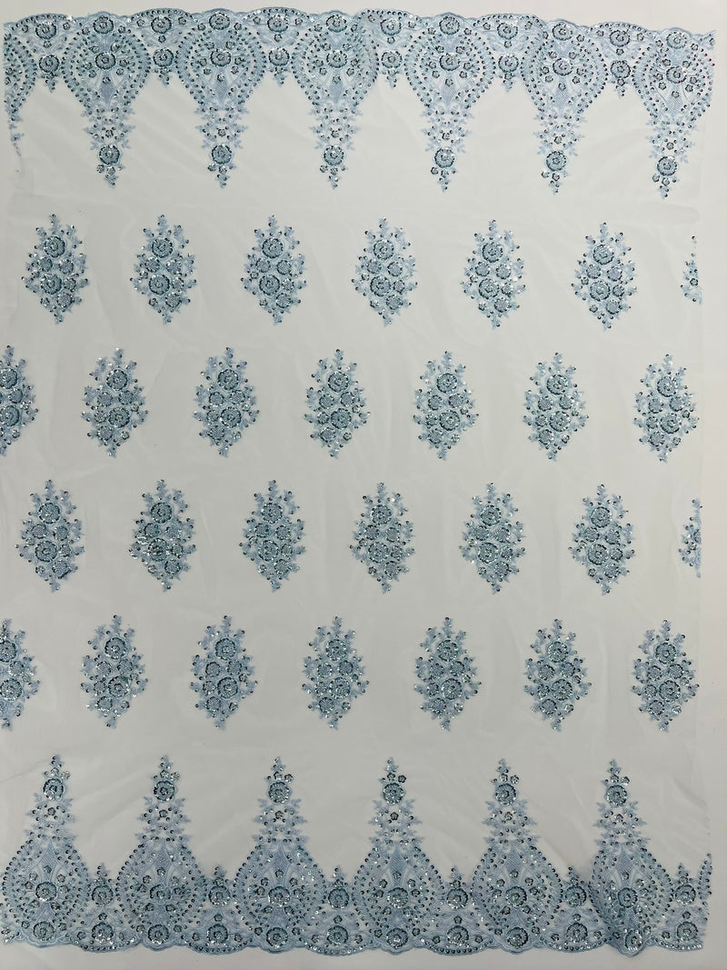 Classic Beaded Damask Lace, by The Yard.