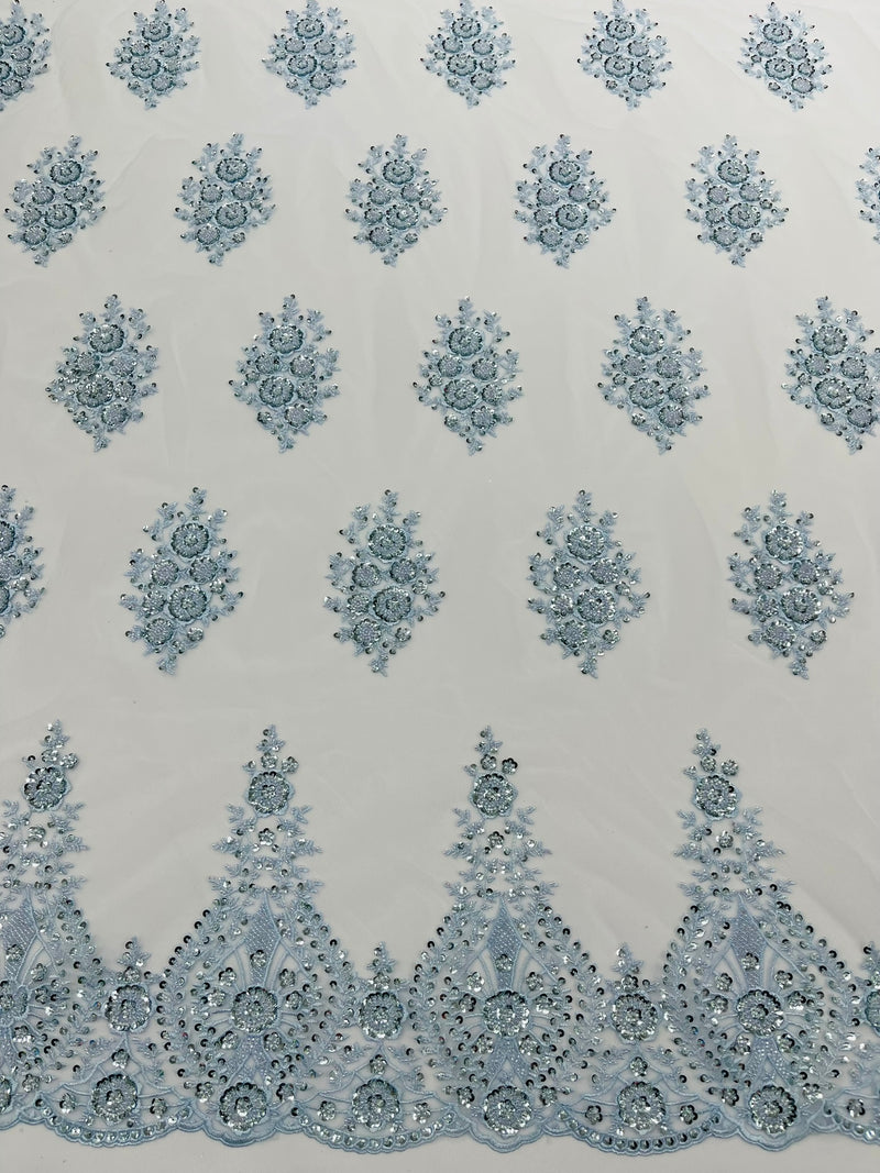 Classic Beaded Damask Lace, by The Yard.