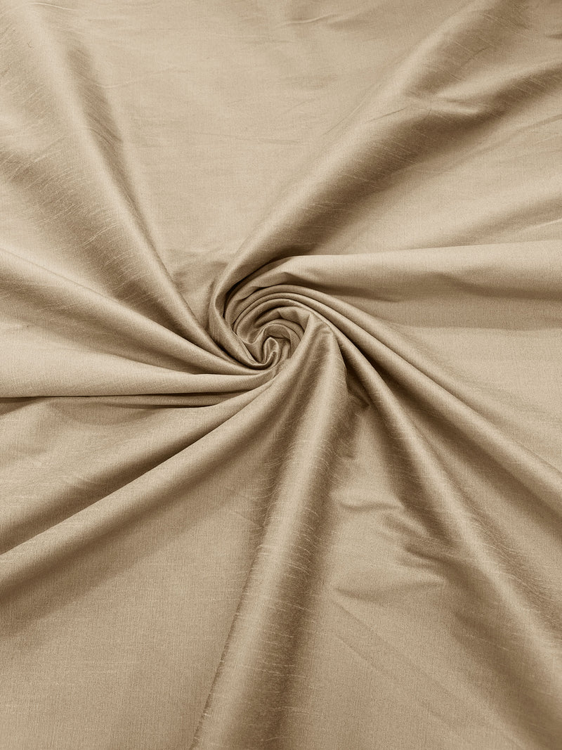 Beige - Polyester Dupioni Faux Silk Fabric/ 55” Wide/Wedding Fabric/Home Decor.