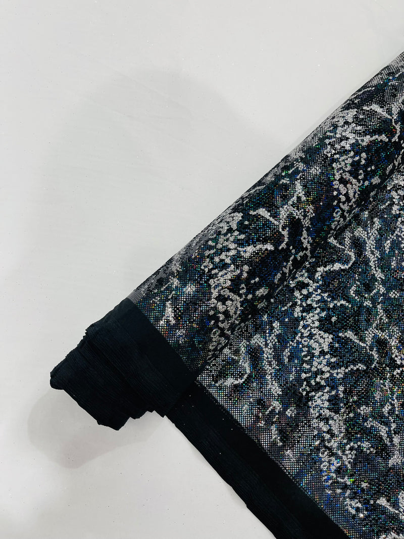 Snake Design Shattered Glass Nylon Spandex Fabric, 4-Way Stretch, by The Yard.