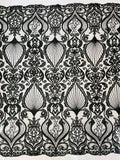 Floral damask embroider and heavy beaded on a mesh lace fabric/wedding/Costplay