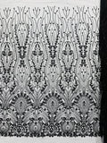 Modern Luxury Beaded Fabric Embroidered on a Mesh Lace, Sold by The Yard.