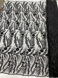 Feather and Vine Beaded Lace Fabric, by The Yard