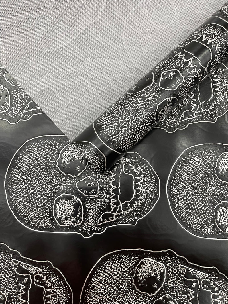 Skull Embossed Fake Leather Upholstery, 3D Faux Leather PVC Vinyl Fabric.