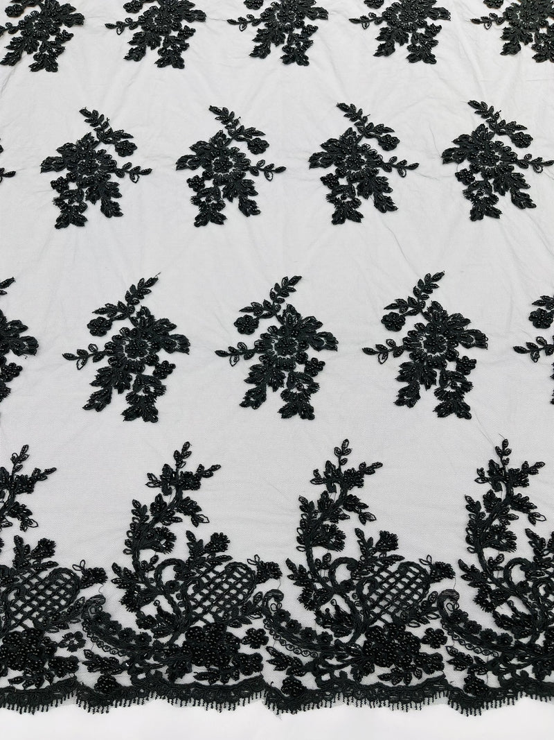Eva Luxury Beaded Floral Lace, by The Yard.
