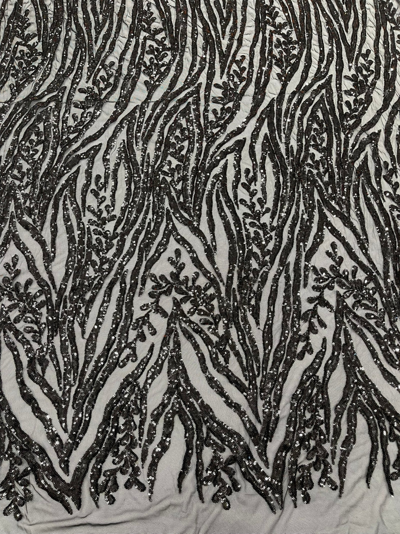 Vine/Root Sequin 4 Way Stretch Mesh Fabric, by The Yard.
