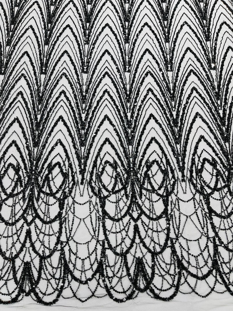 Luxury Chain Geometric Beaded Lace, by The Yard.
