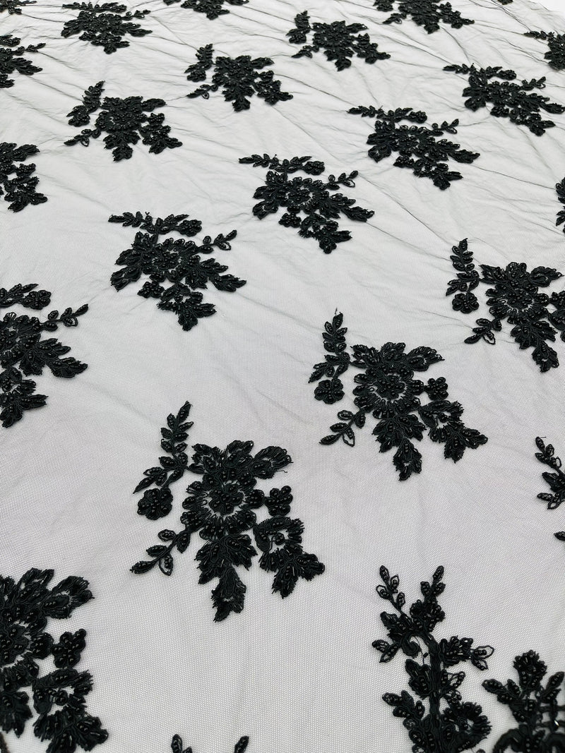 Eva Luxury Beaded Floral Lace, by The Yard.