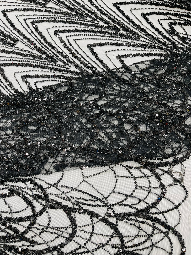 Luxury Chain Geometric Beaded Lace, by The Yard.