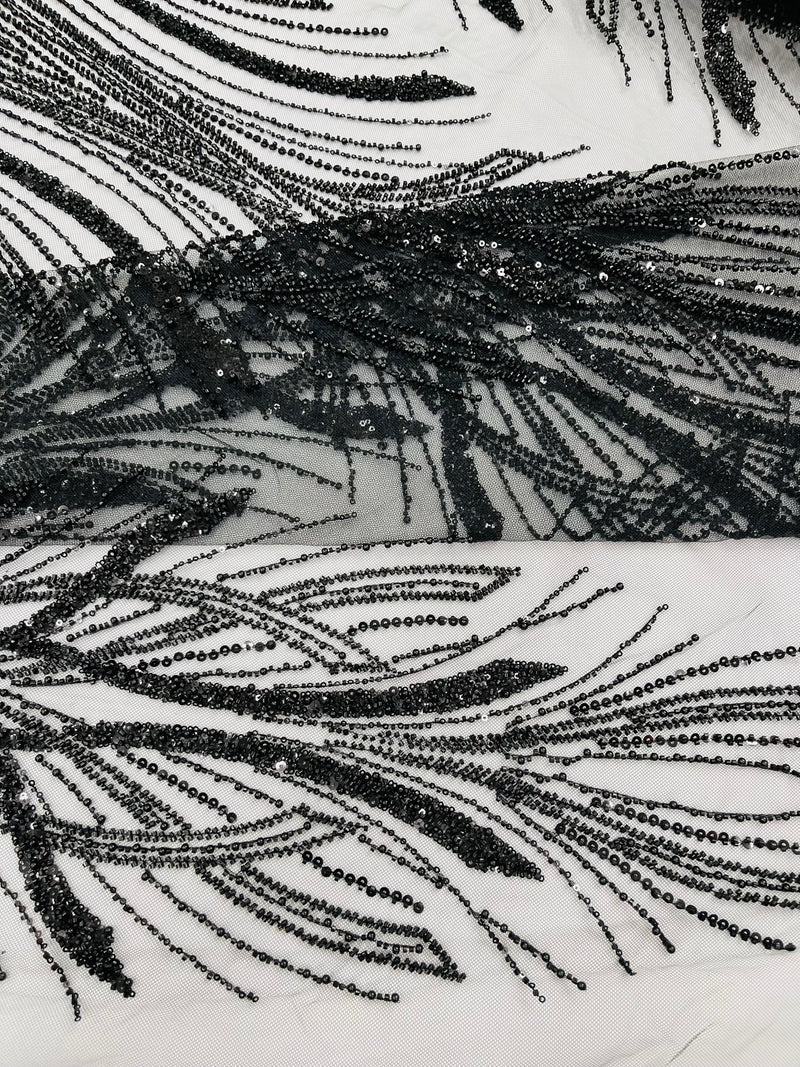 Palm Beaded Damask Design Fabric, by The Yard.