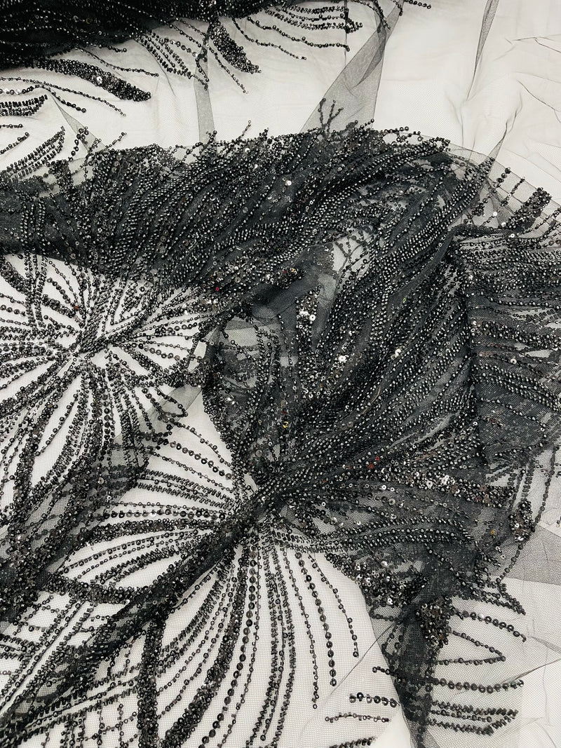 Palm Beaded Damask Design Fabric, by The Yard.