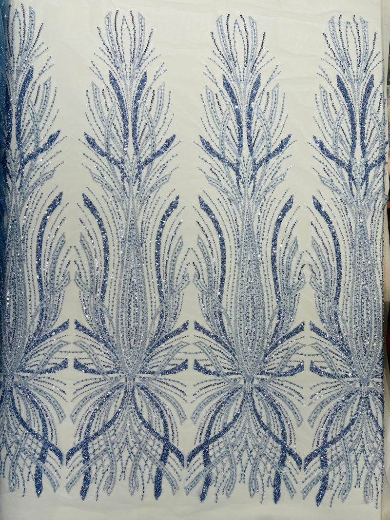 Palm Beaded Damask Design Fabric, by The Yard.