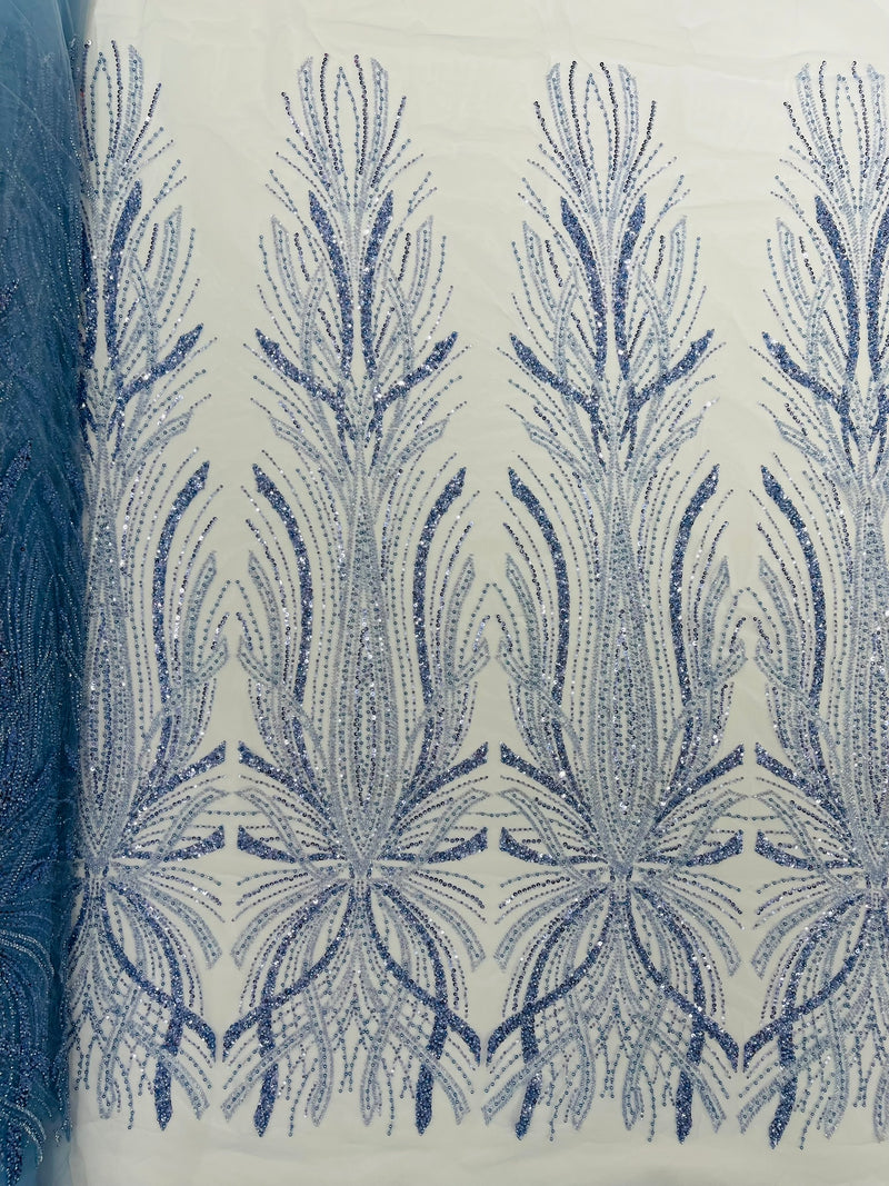 Palm Beaded Damask Design Fabric, by The Yard.