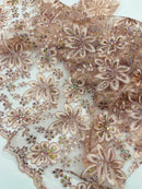 Metallic floral lace design embroidered 54" Wide | New Creations Fabric & Foam Inc.