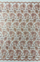 Metallic floral lace design embroidered 54" Wide | New Creations Fabric & Foam Inc.