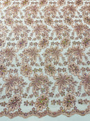 Metallic floral lace design embroidered 54" Wide | New Creations Fabric & Foam Inc.