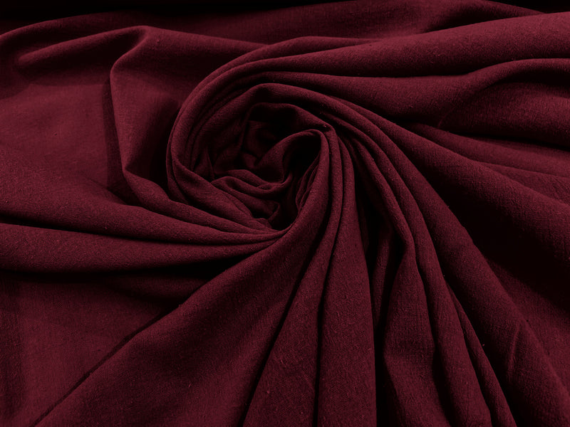 Burgundy 48/50" Wide 100% Cotton Lightweight Crushed Gauze Fabric By The Yard
