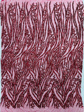 Vine/Root Sequin 4 Way Stretch Mesh Fabric, by The Yard.
