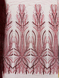 Palm Beaded Damask Design Fabric, by The Yard.
