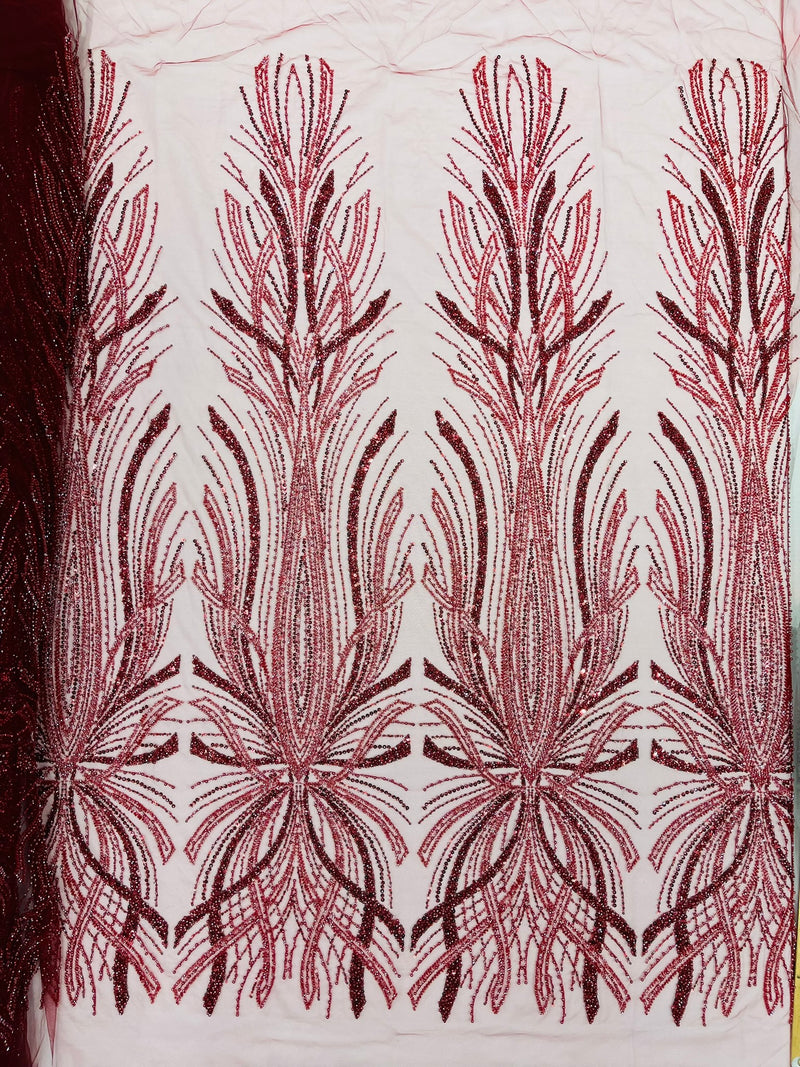 Palm Beaded Damask Design Fabric, by The Yard.