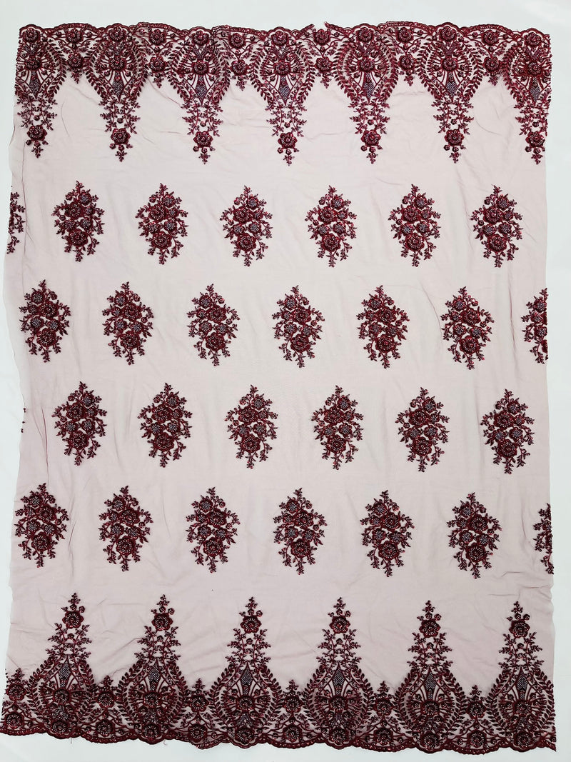 Classic Beaded Damask Lace, by The Yard.