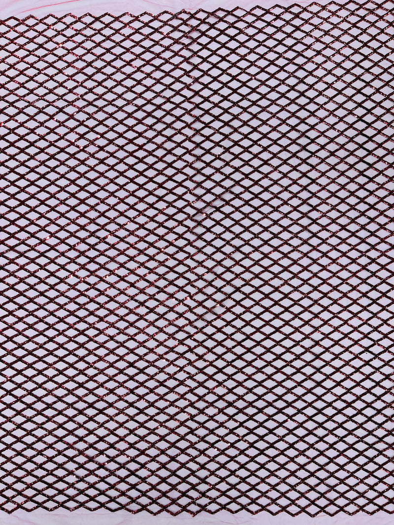 Luxury Diamond Design Mini Glitz Sequins On A Mesh Fabric