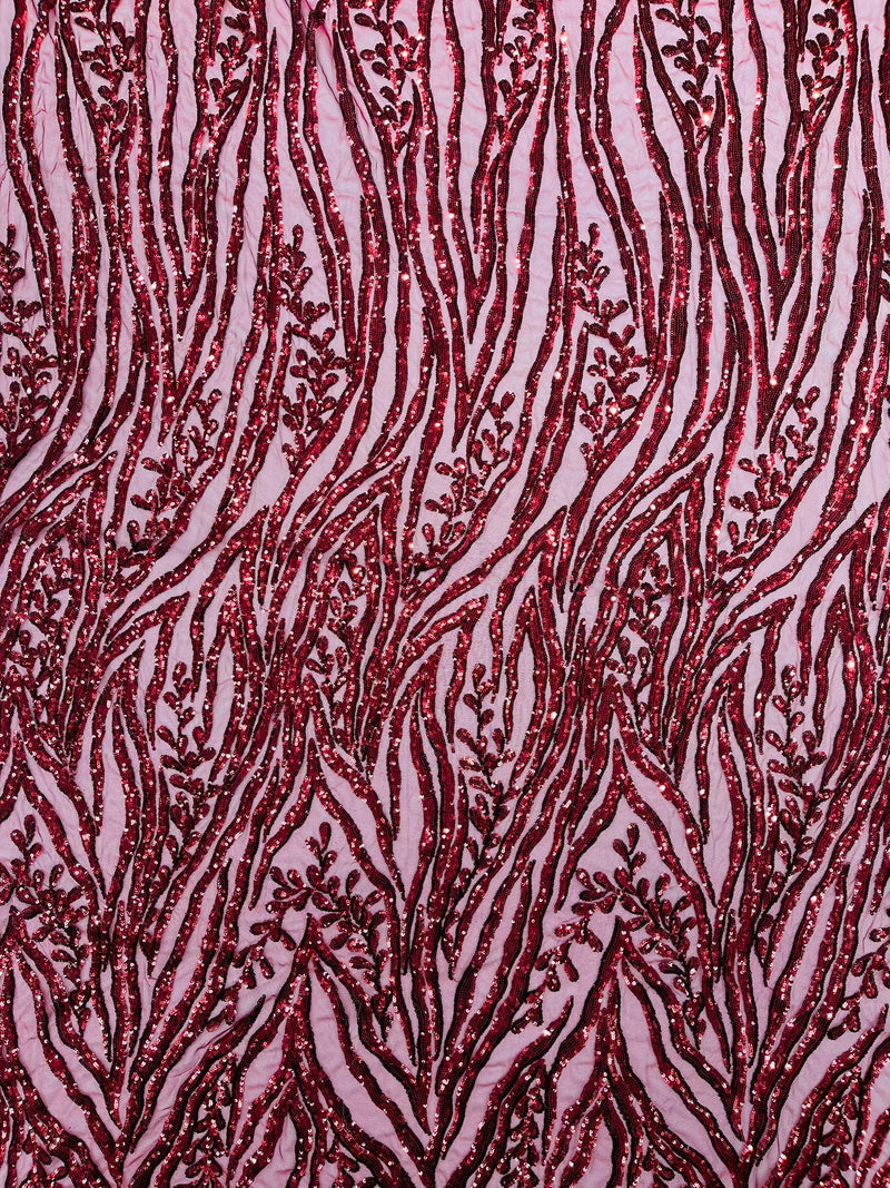 Vine/Root Sequin 4 Way Stretch Mesh Fabric, by The Yard.