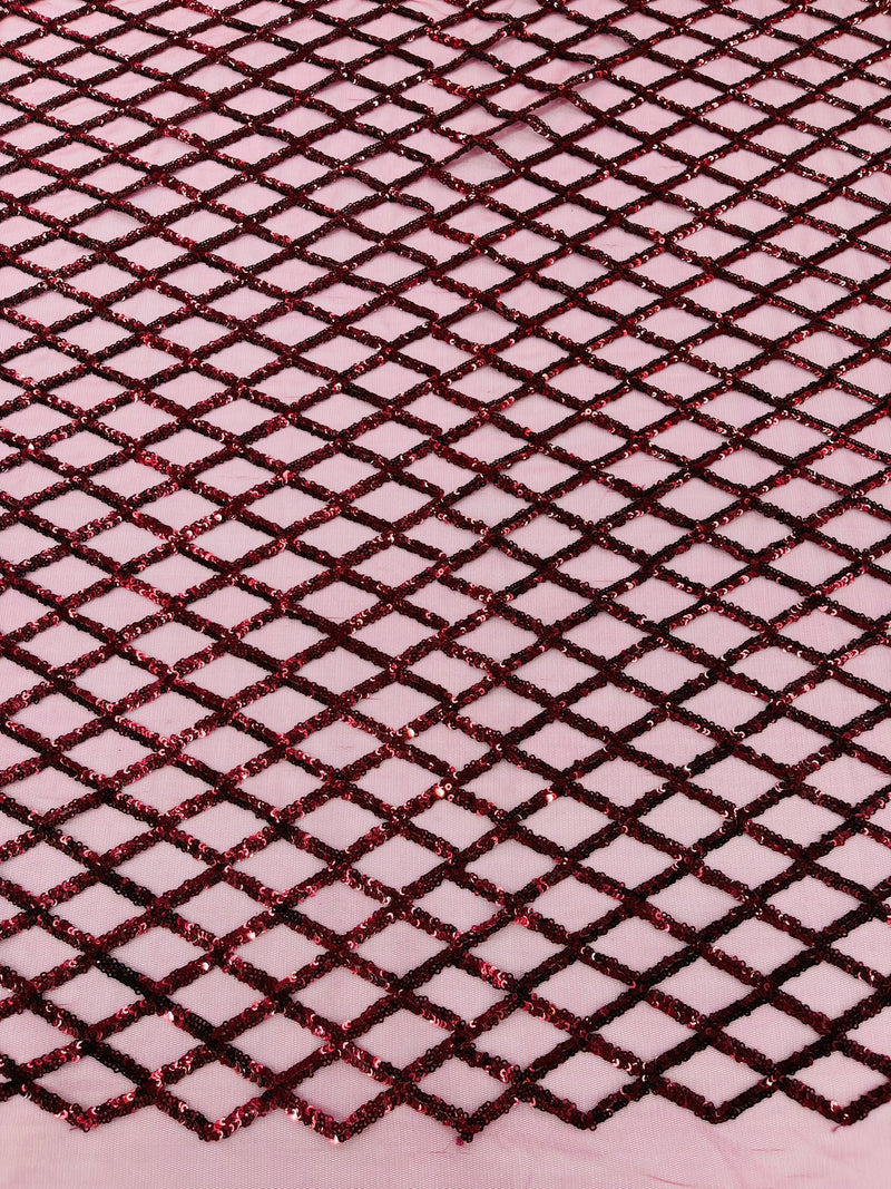 Luxury Diamond Design Mini Glitz Sequins On A Mesh Fabric