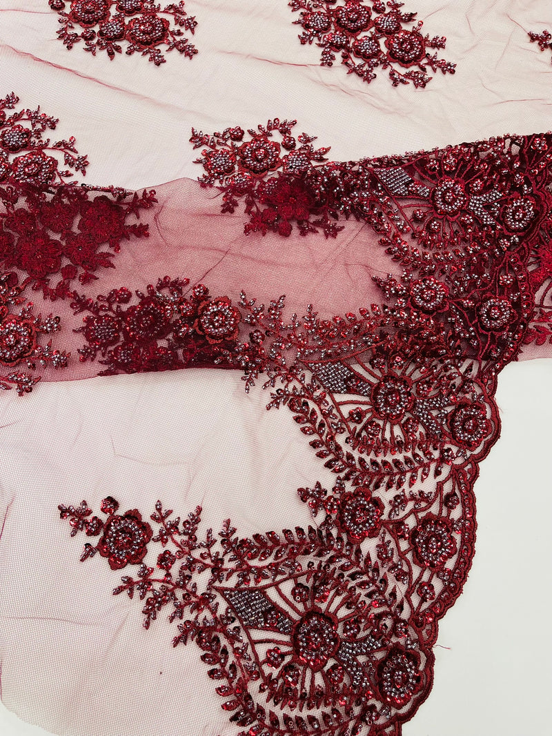 Classic Beaded Damask Lace, by The Yard.