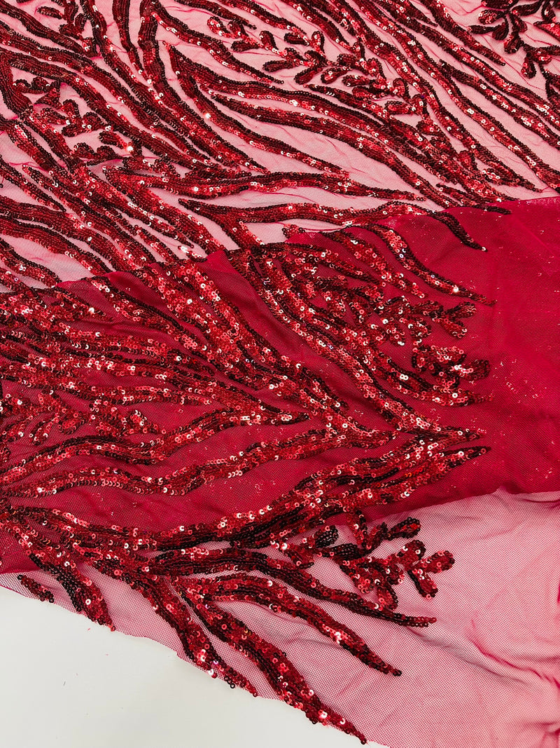 Vine/Root Sequin 4 Way Stretch Mesh Fabric, by The Yard.