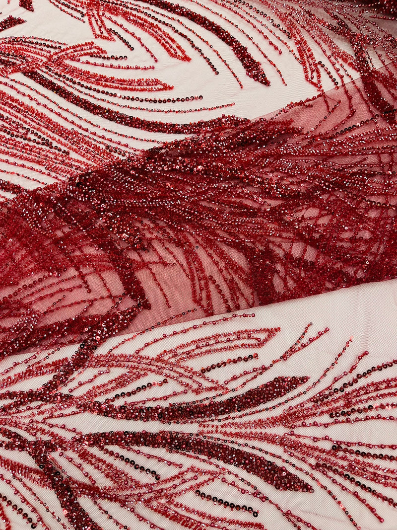 Palm Beaded Damask Design Fabric, by The Yard.