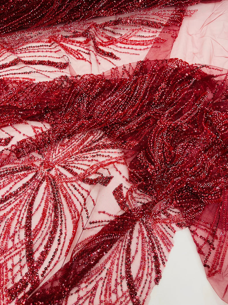 Palm Beaded Damask Design Fabric, by The Yard.