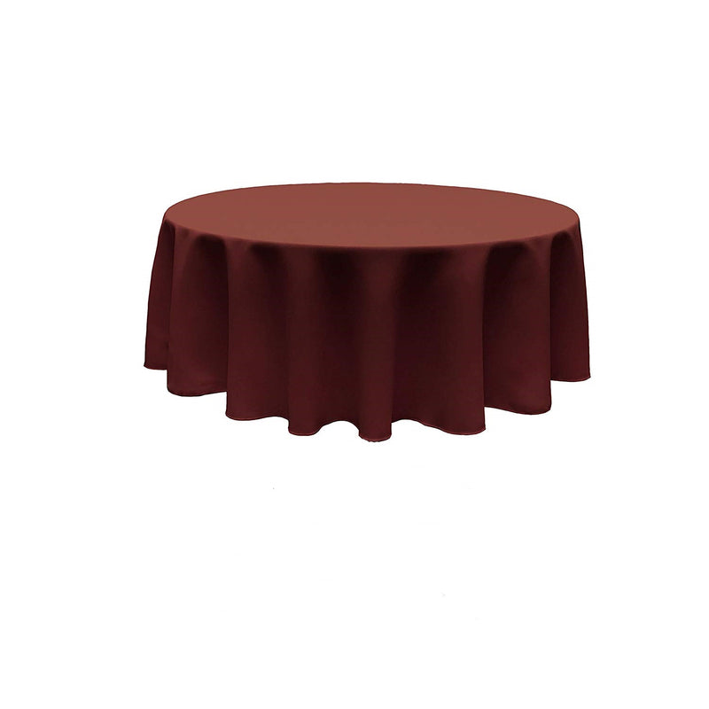 Burgundy Round Polyester Poplin Seamless Tablecloth - Wedding Decoration Tablecloth