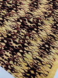 Hot Rod Tricot Holographic 4 Way Spandex With Black Flocking Flames And Red Glitter Fabric-