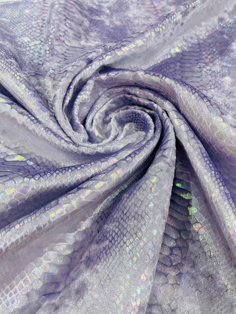 Illusion foil Snake design on a stretch velvet fabric-Sold by the yard.