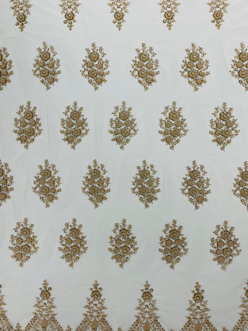 Classic Beaded Damask Lace, by The Yard.