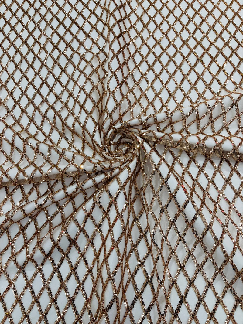 Luxury Diamond Design Mini Glitz Sequins On A Mesh Fabric