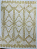 Luxury Bridal Fabric with Geometric Beading on a mesh, by The Yard.