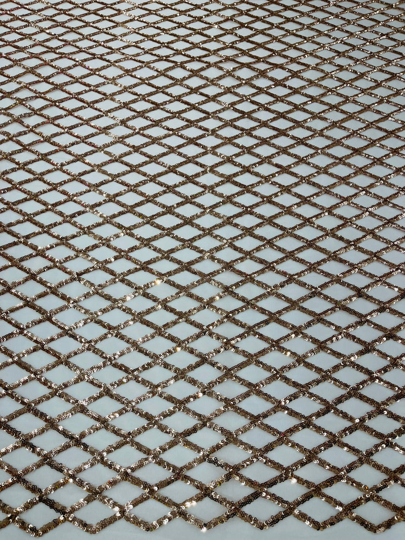 Luxury Diamond Design Mini Glitz Sequins On A Mesh Fabric