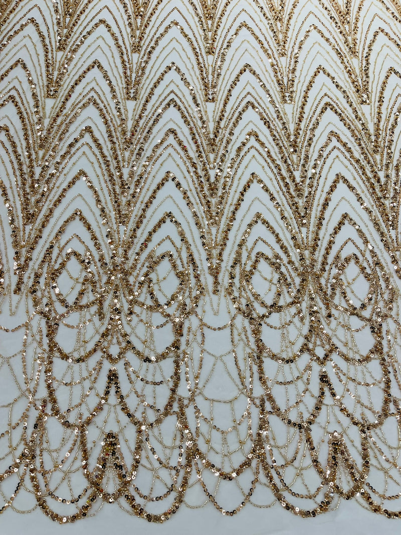 Luxury Chain Geometric Beaded Lace, by The Yard.